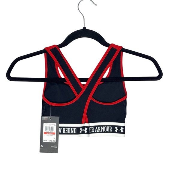 NWT | Under Armour | Crossback Mid Block Sports Bra: XS | Blk & Red - Picture 3 of 5